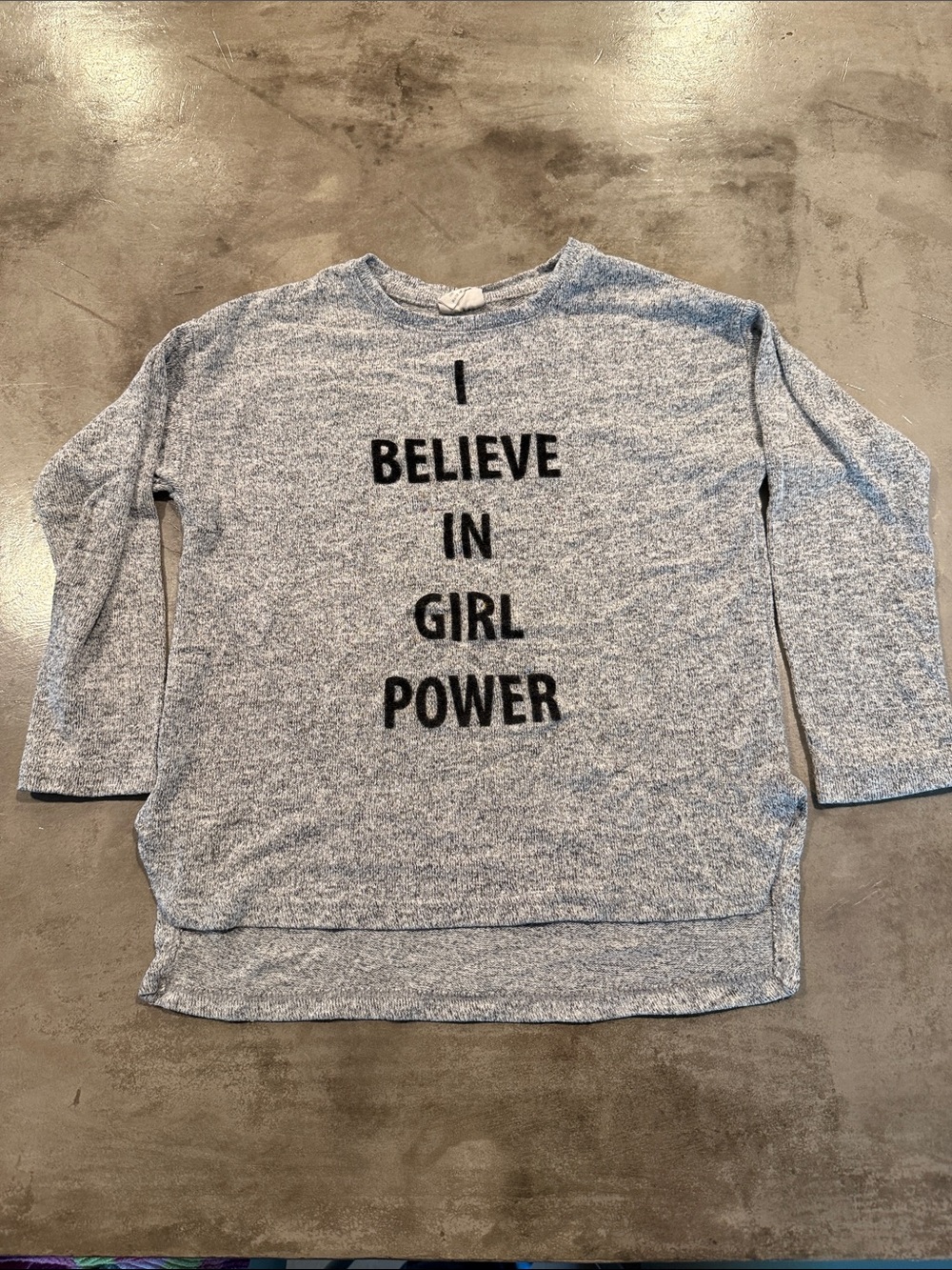 Zara Gray Marled 'I Believe in Girl Power' Sweater